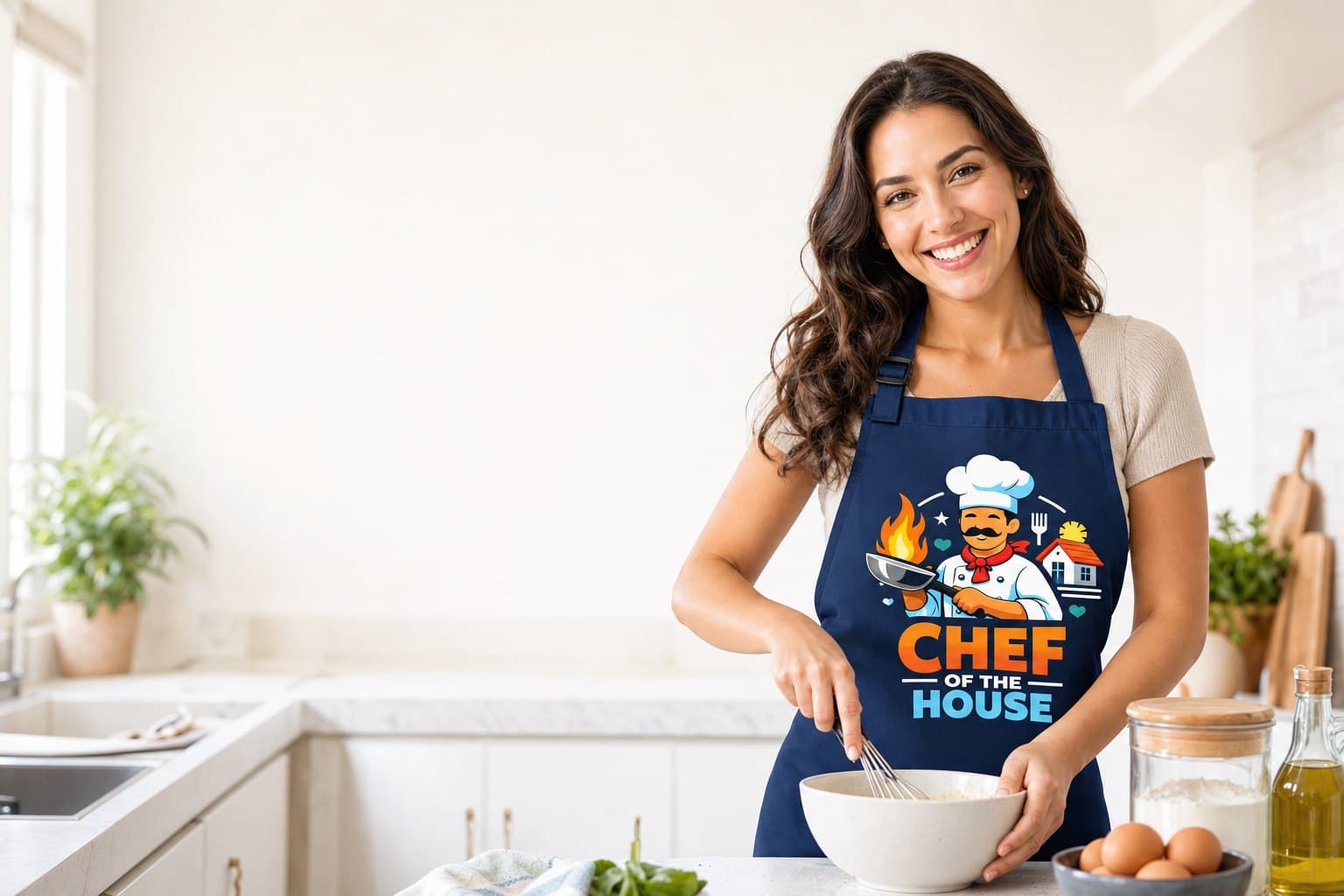 Cooking in a funny TshirtPlease apron
