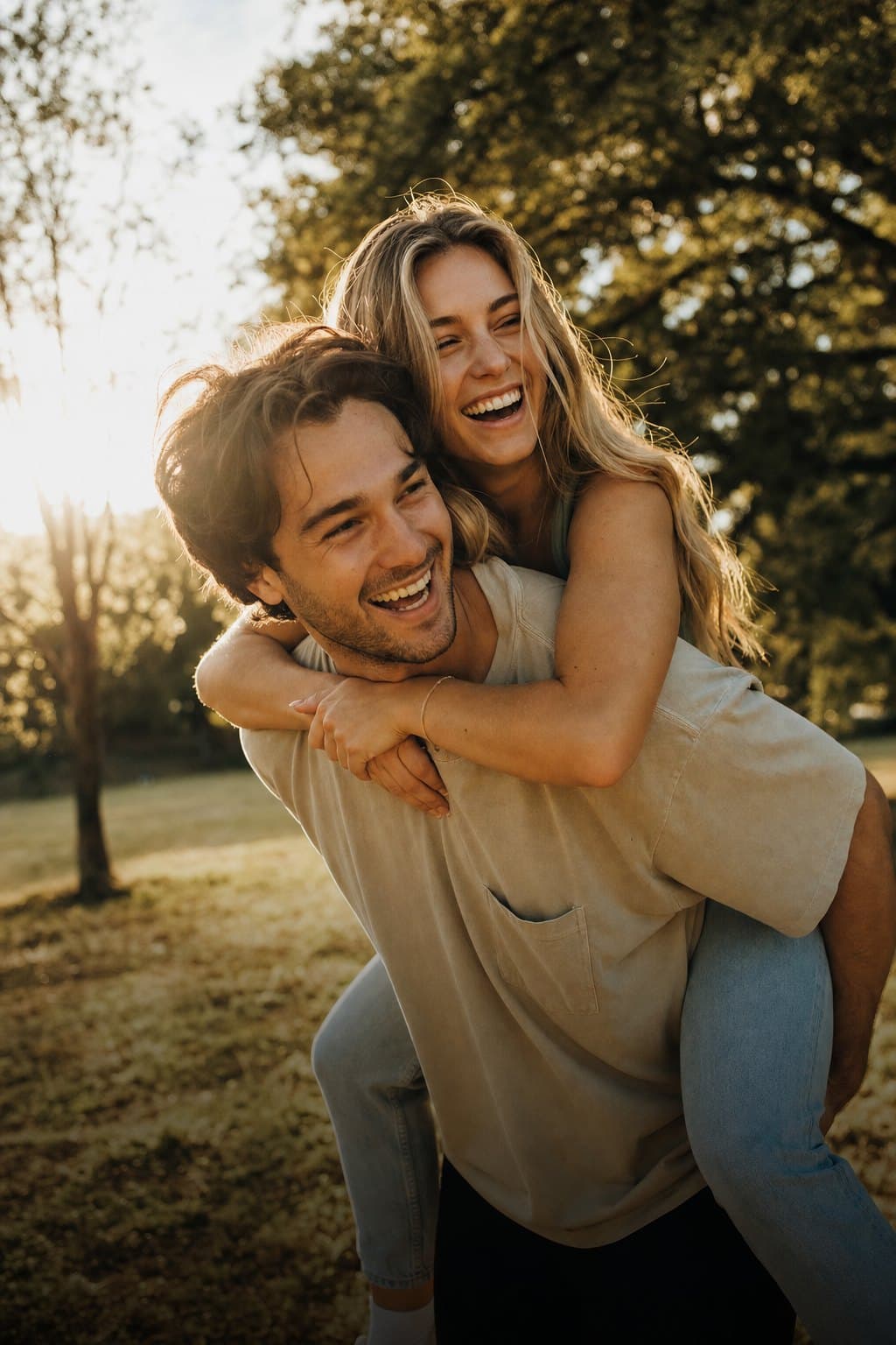 Laughing couple in the park