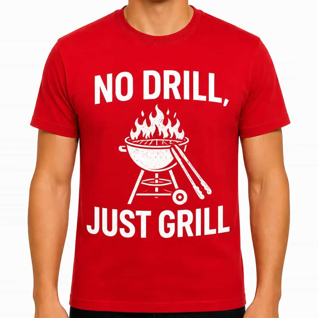 Grill-t-skjorte «No drill, just grill»