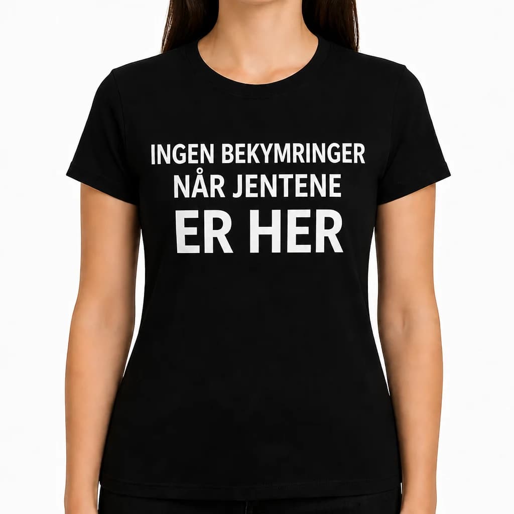 T-skjorte til jentekvelden «Ingen bekymringer»
