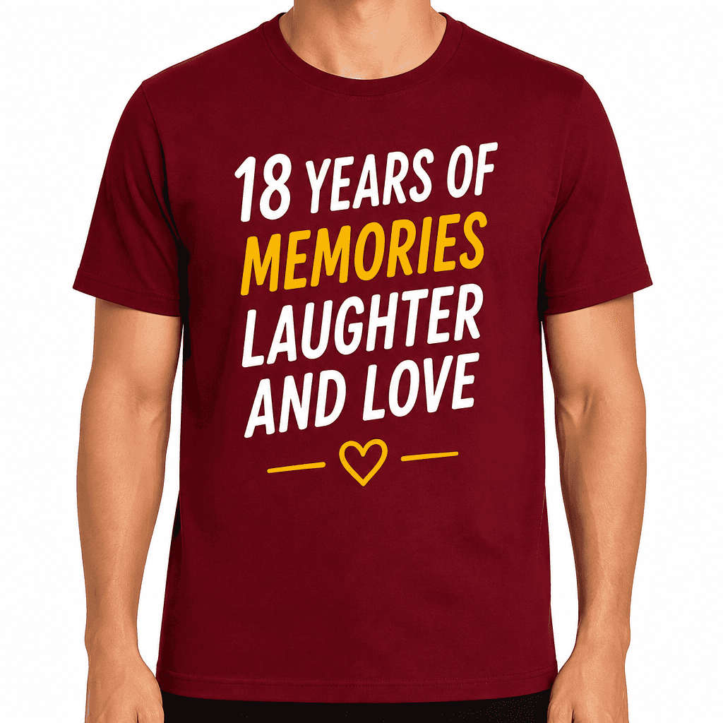18th Birthday T-Shirt ā 18 years of memories laughter and love
