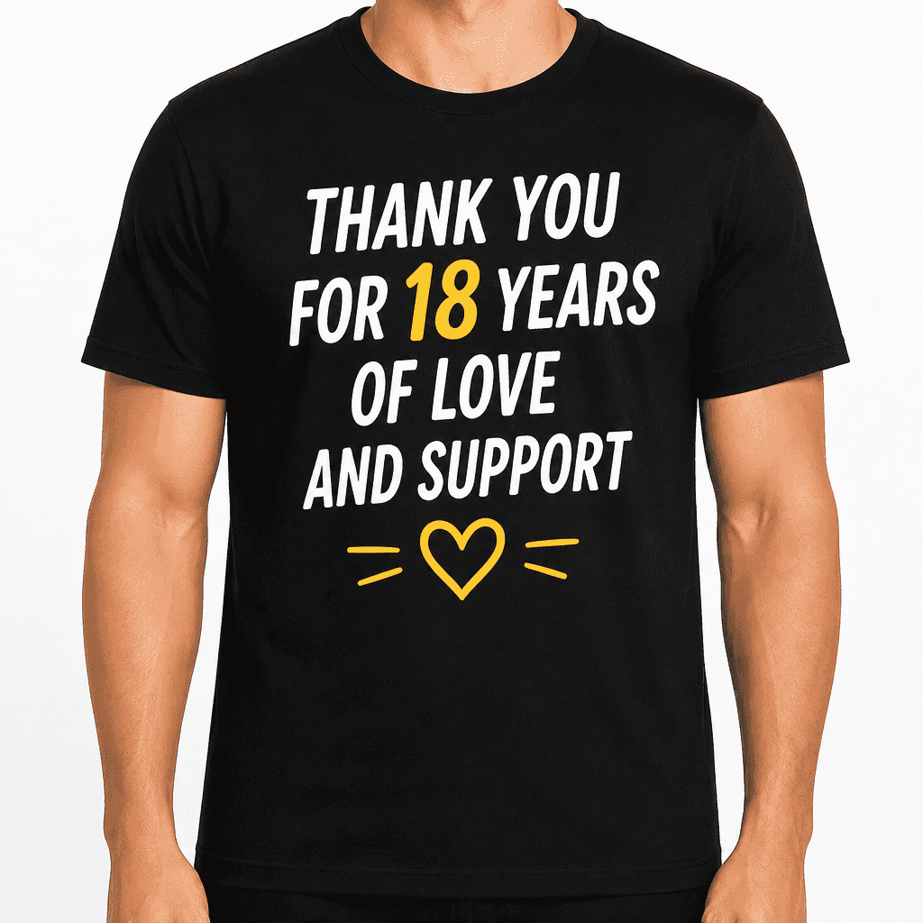 18th Birthday T-Shirt ā Thank you for 18 years of love and support