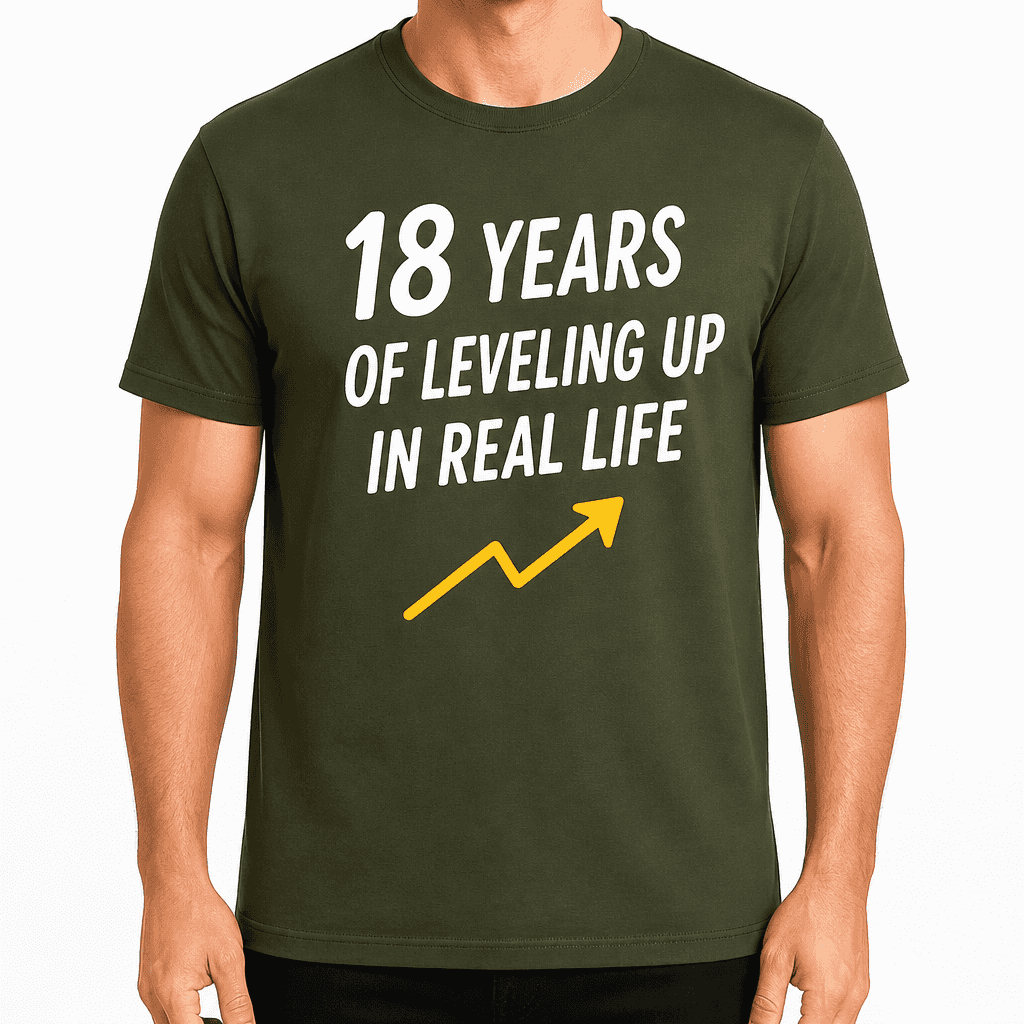 18th Birthday T-Shirt ā 18 years of leveling up in real life