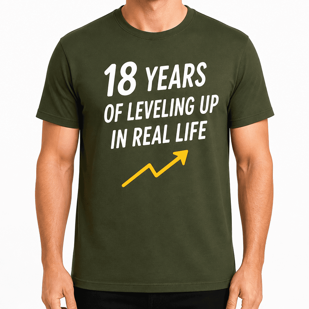 18th Birthday T-Shirt – 18 years of leveling up in real life