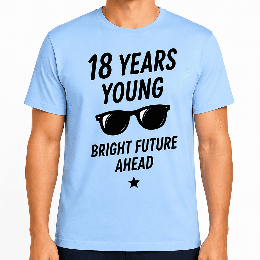 18th Birthday T-Shirt ā 18 years young bright future ahead