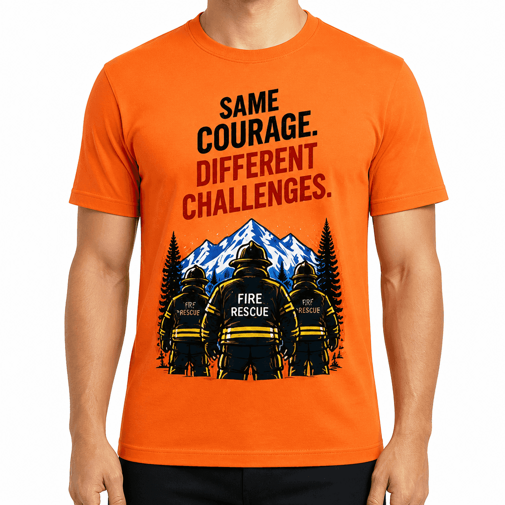 Firefighter T-Shirt β Same courage. Different challenges.