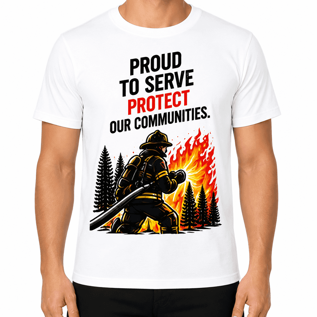 Firefighter T-Shirt β Proud to serve protect our communities.