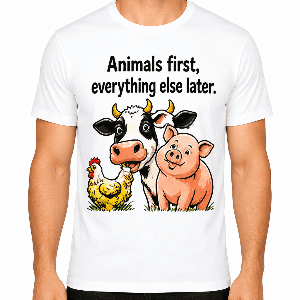 Farmer T-shirt β Animals first, everything else later.