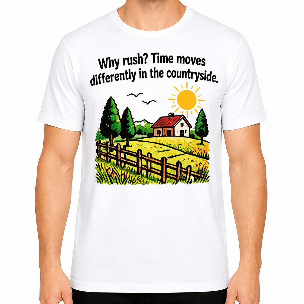 Farmer T-shirt – Why rush? Time moves differently in the countryside.