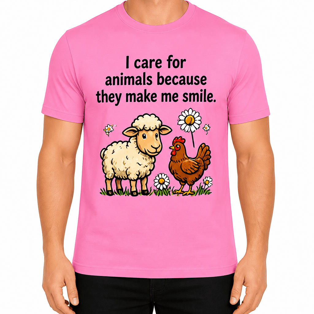Farmer T-shirt β I care for animals because they make me smile.