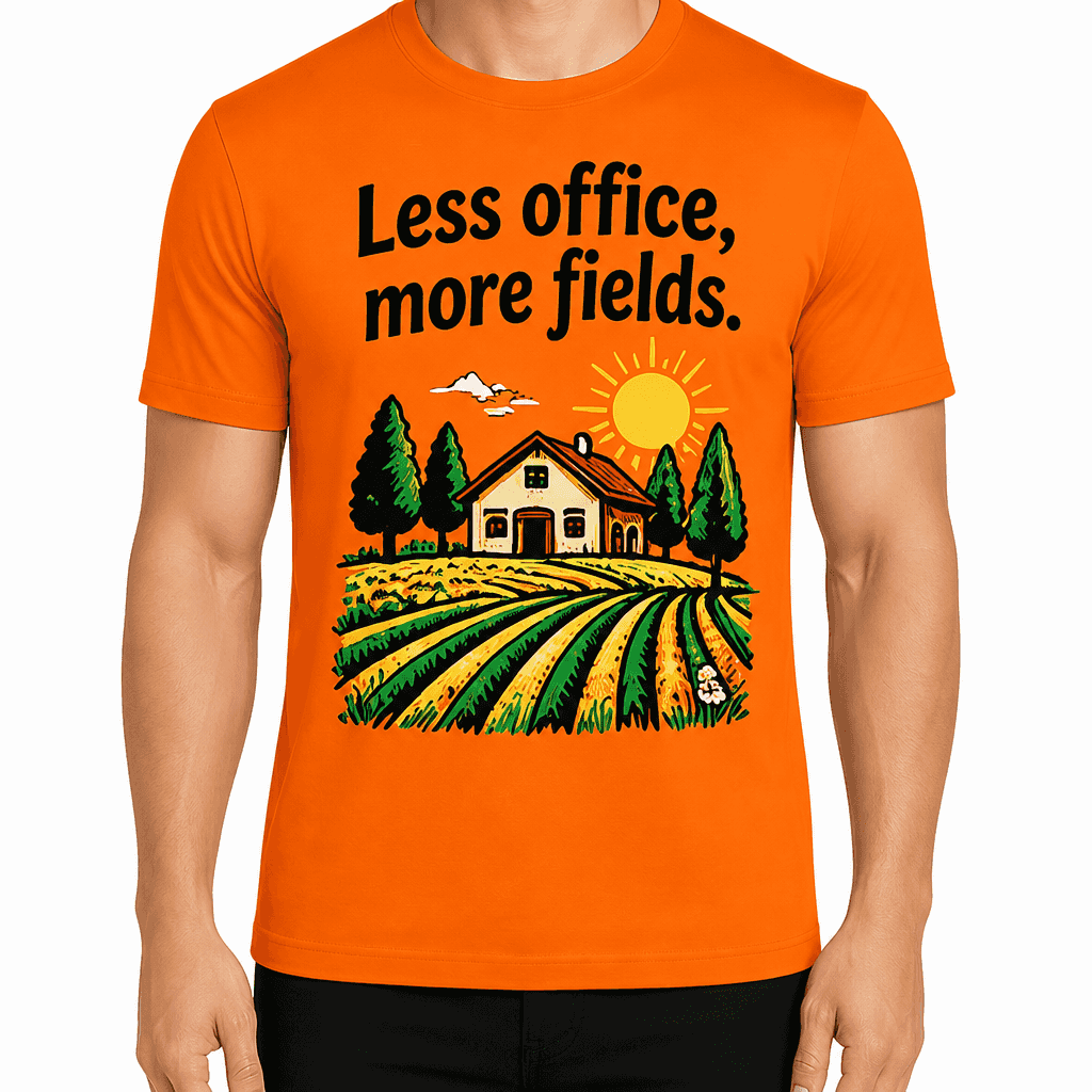 Farmer T-shirt β Less office, more fields.