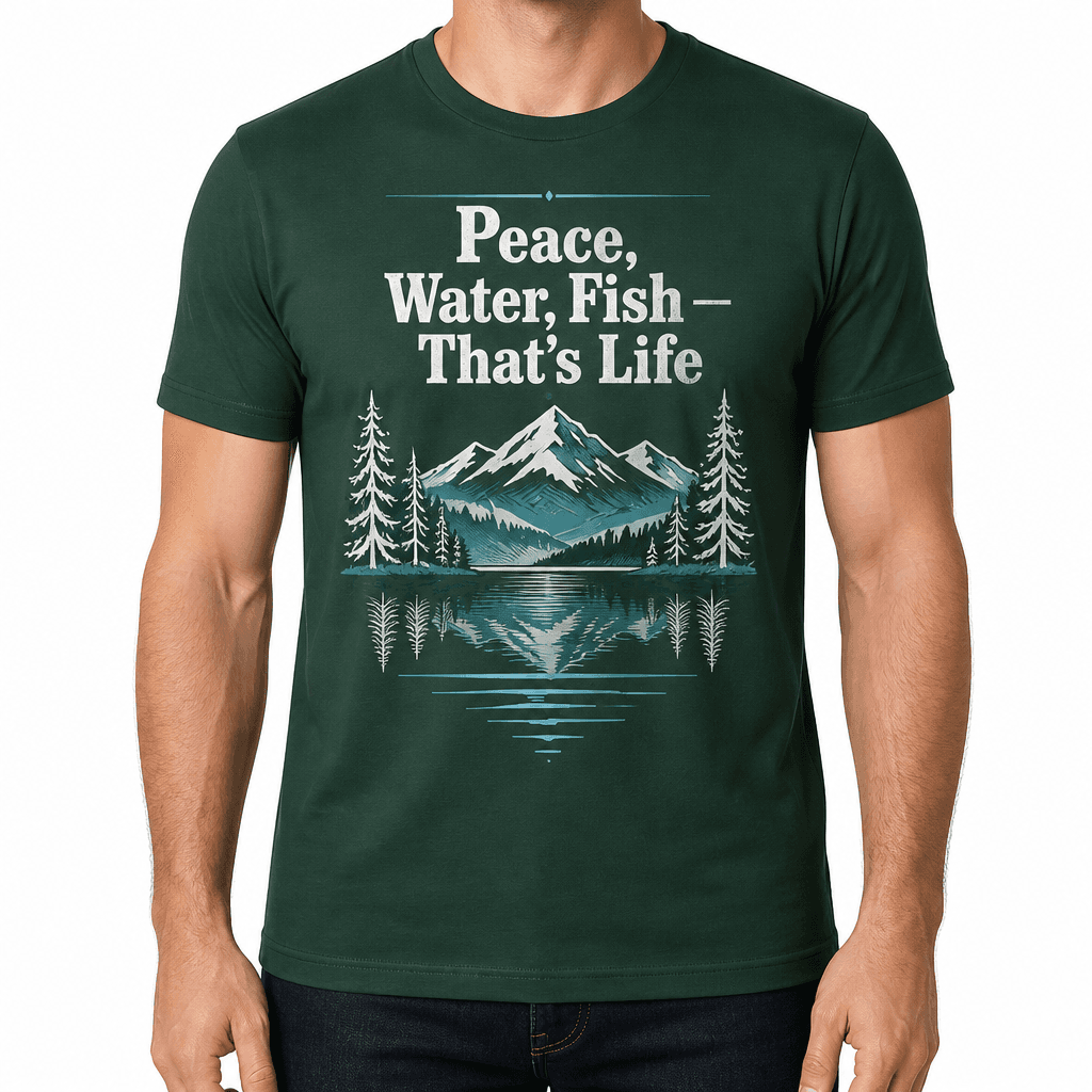 Angler T-shirt – Peace, Water, Fish — That's Life