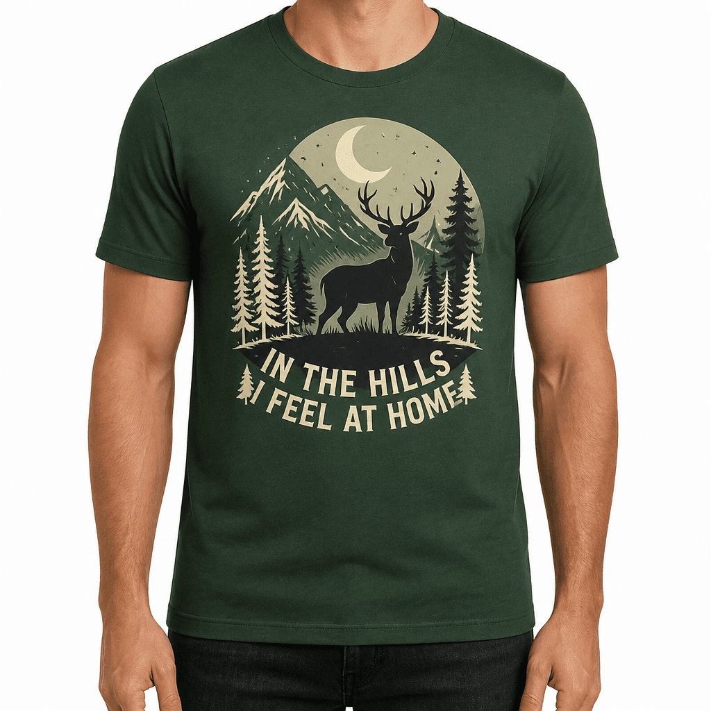 Hunter T-Shirt β IN THE HILLS I FEEL AT HOME