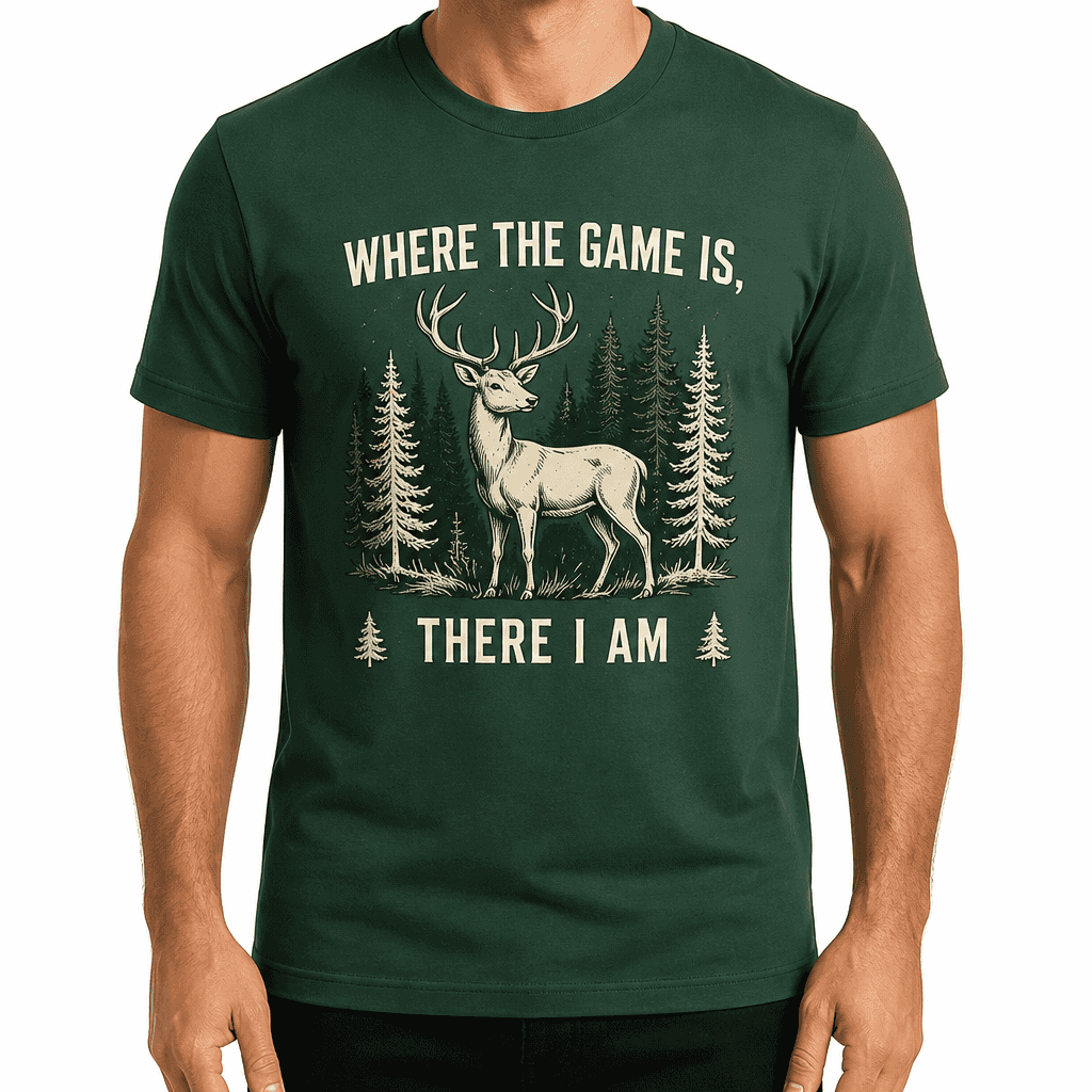 Hunter T-Shirt – WHERE THE GAME IS, THERE I AM