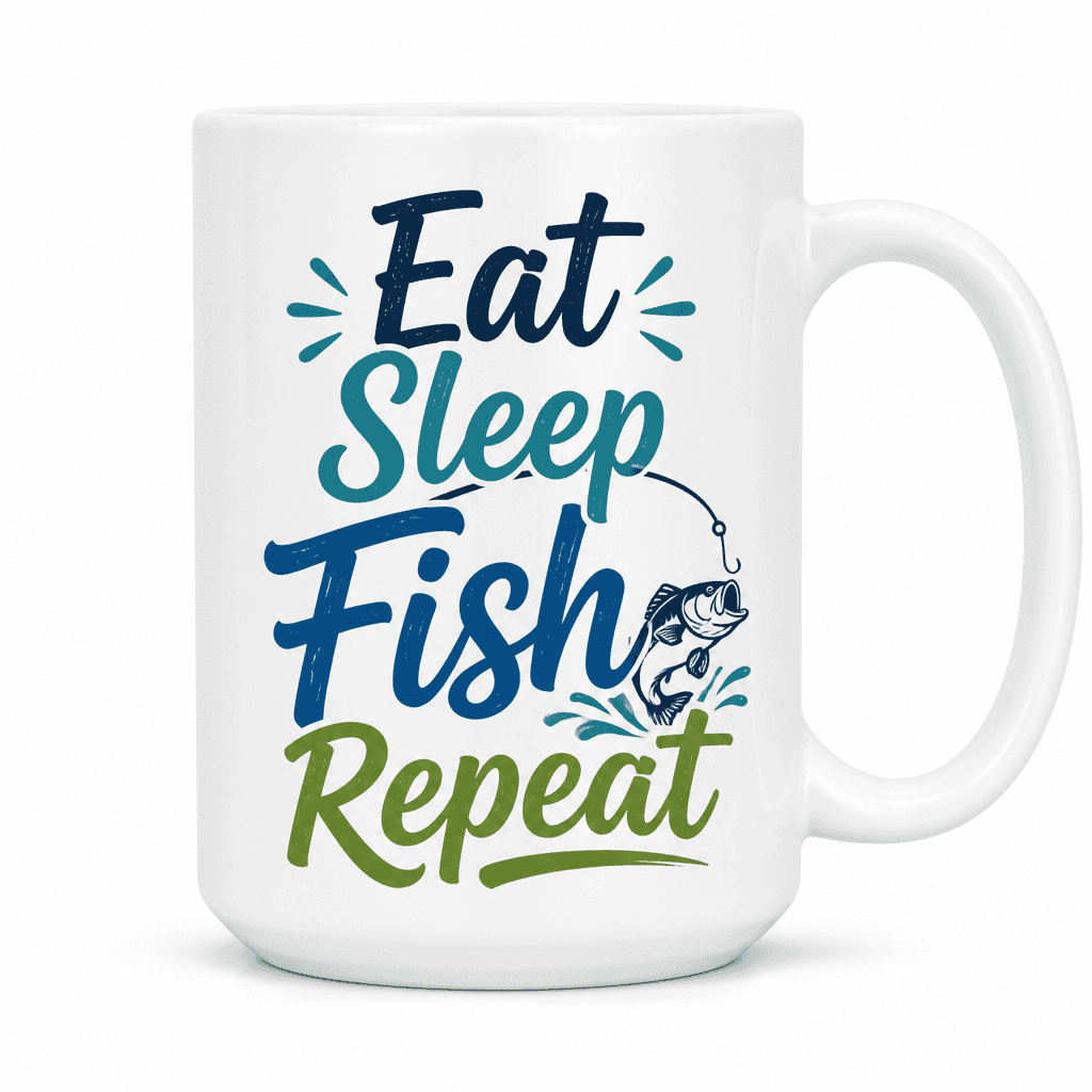 Eat Sleep Fish Repeat Funny Mug