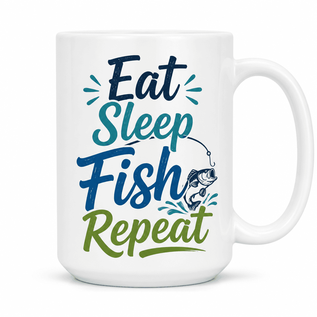 Eat Sleep Fish Repeat Funny Mug