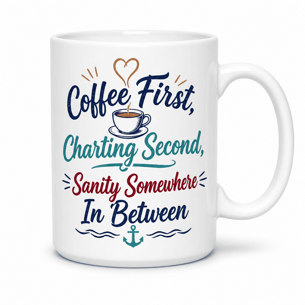 Coffee First, Charting Second, Sanity Somewhere In Between Funny Mug