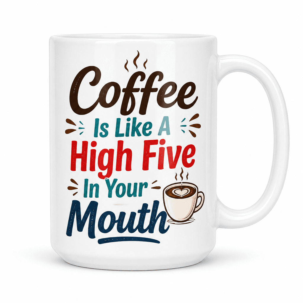 Coffee Is Like A High Five In Your Mouth Funny Mug