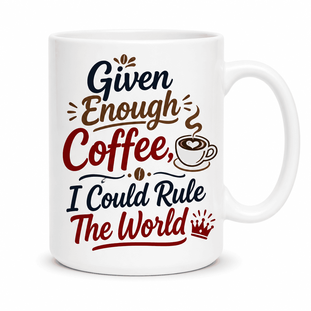 Given Enough Coffee, I Could Rule The World Funny Mug
