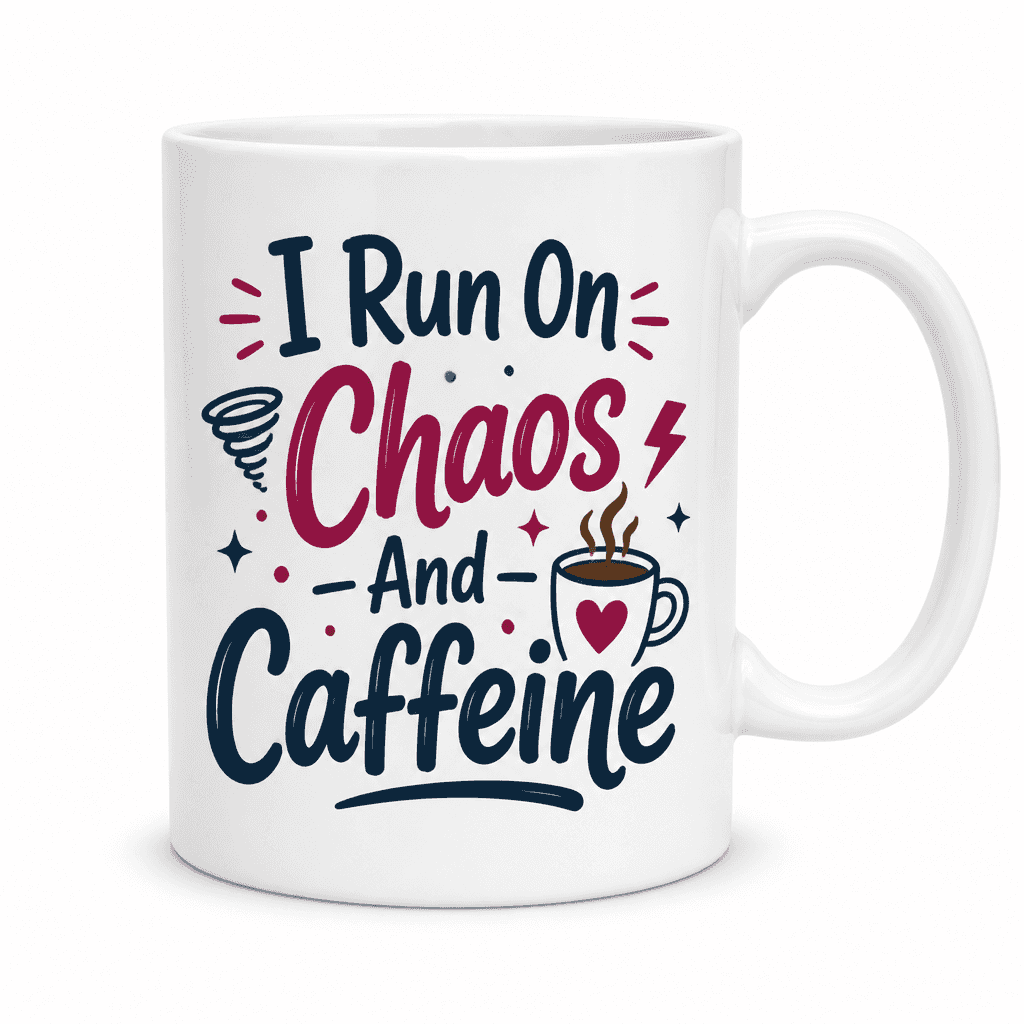 I Run On Chaos And Caffeine Funny Mug