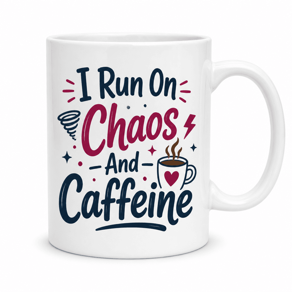 I Run On Chaos And Caffeine Funny Mug