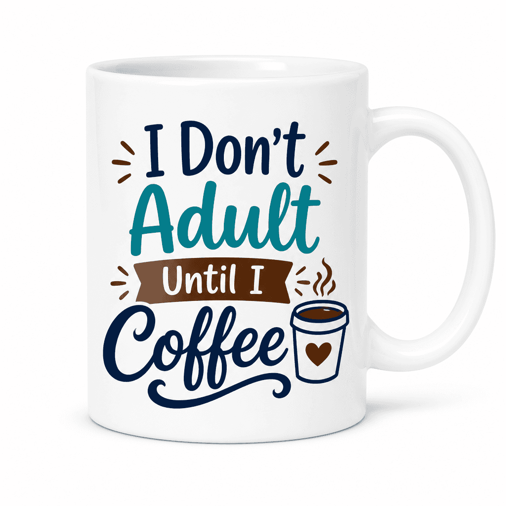 I Don't Adult Until I Coffee Funny Mug