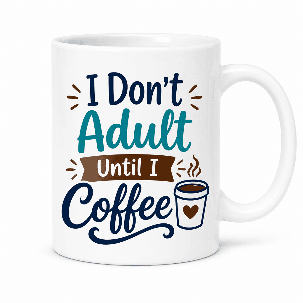 I Don't Adult Until I Coffee Funny Mug