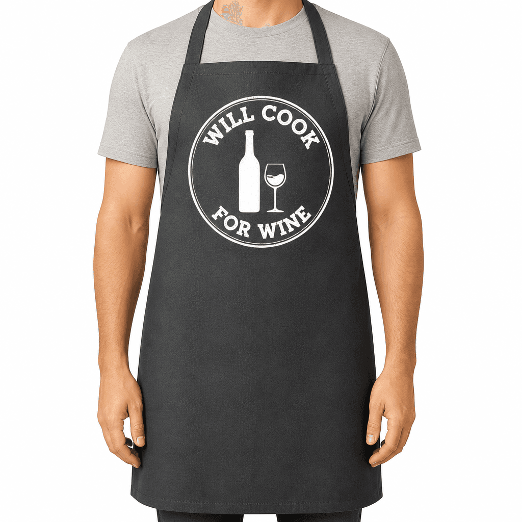 Funny Apron for Wine Lovers – Will Cook For Wine
