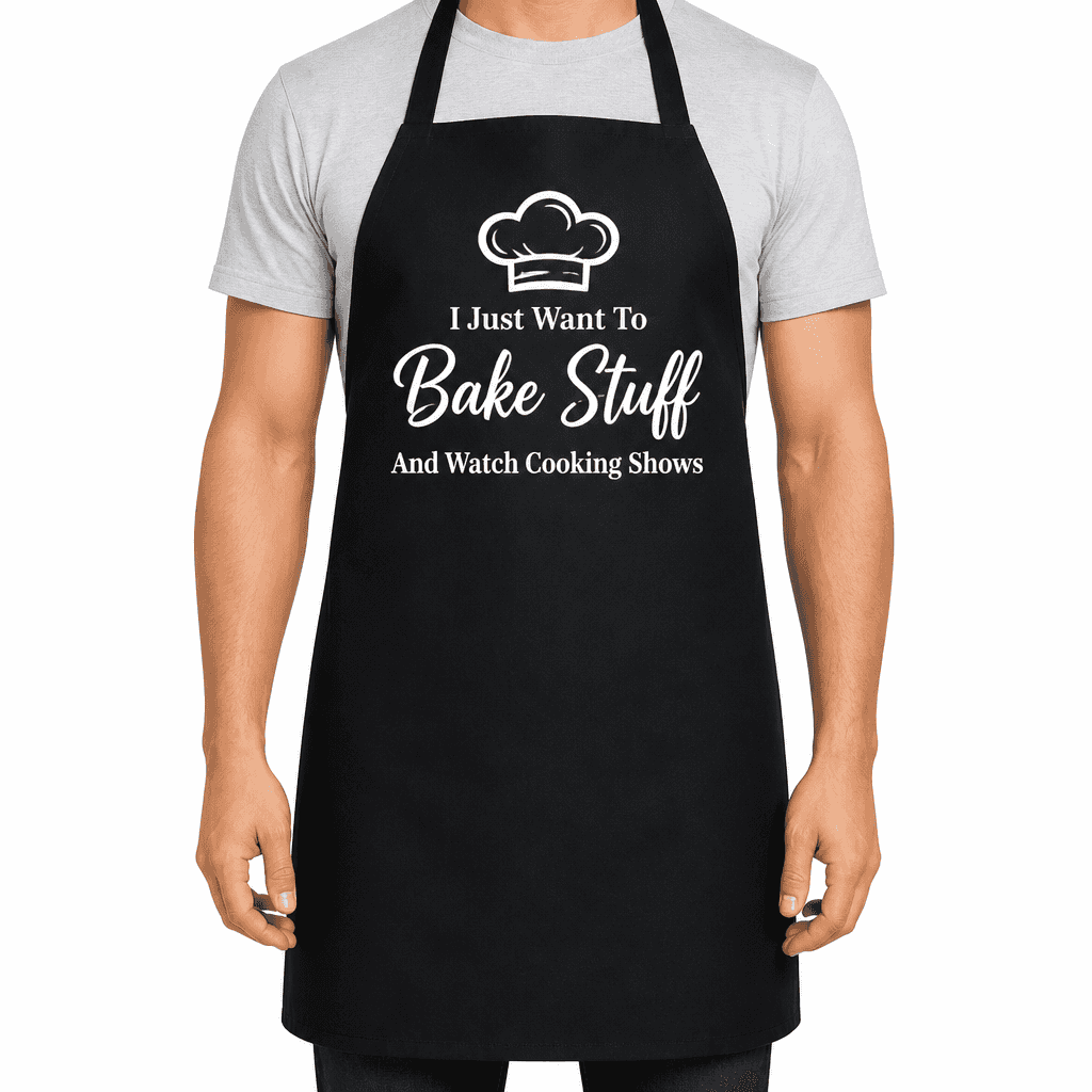Funny Apron โ I Just Want To Bake Stuff And Watch Cooking Shows