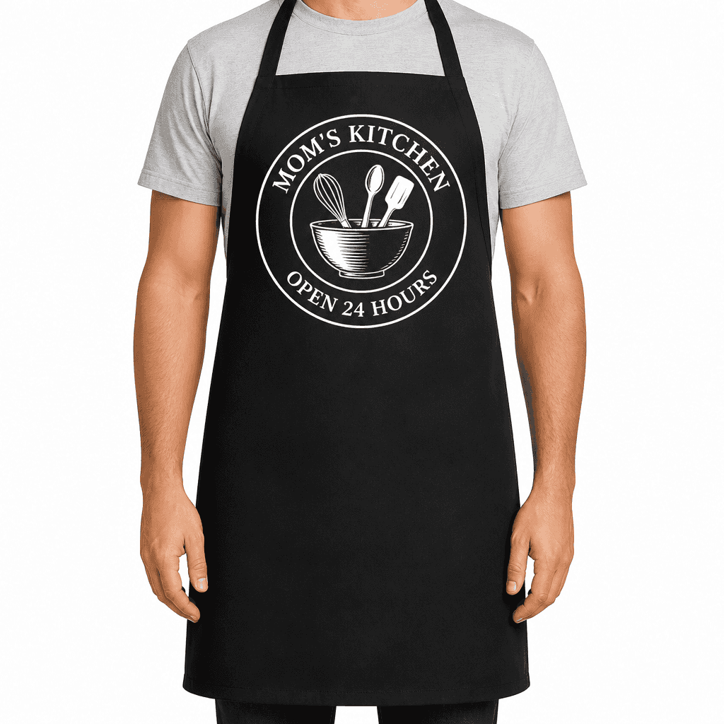 Mom's Kitchen Open 24 Hours Funny Apron