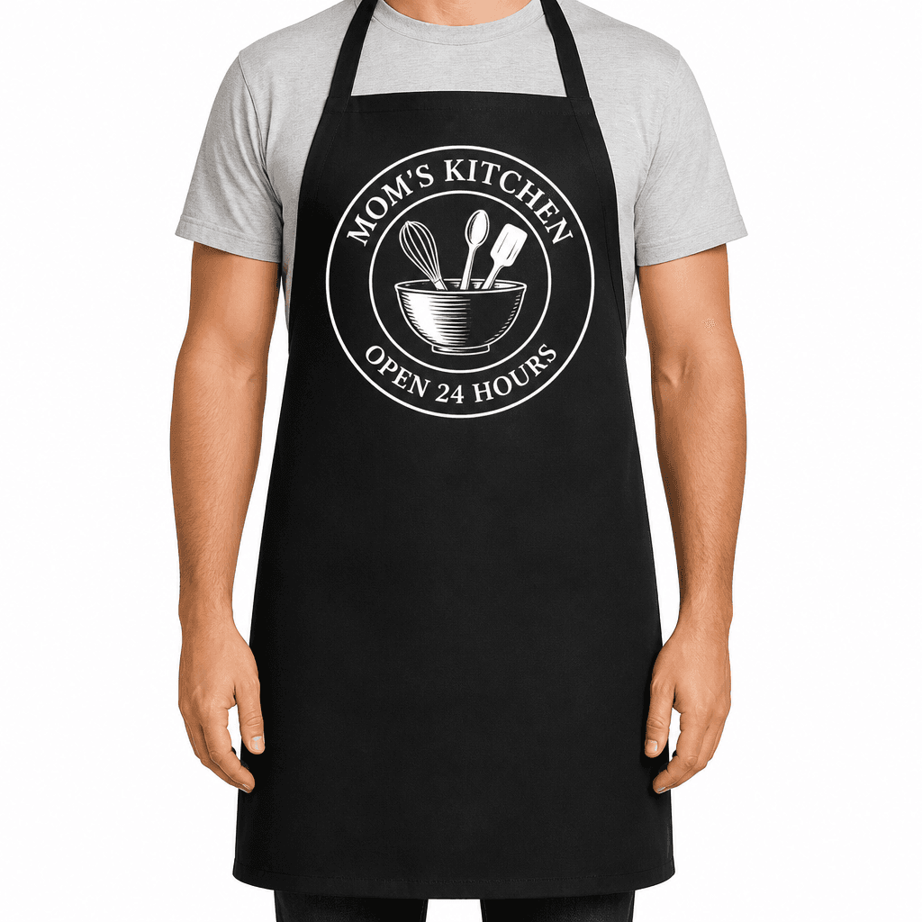 Mom's Kitchen Open 24 Hours Funny Apron