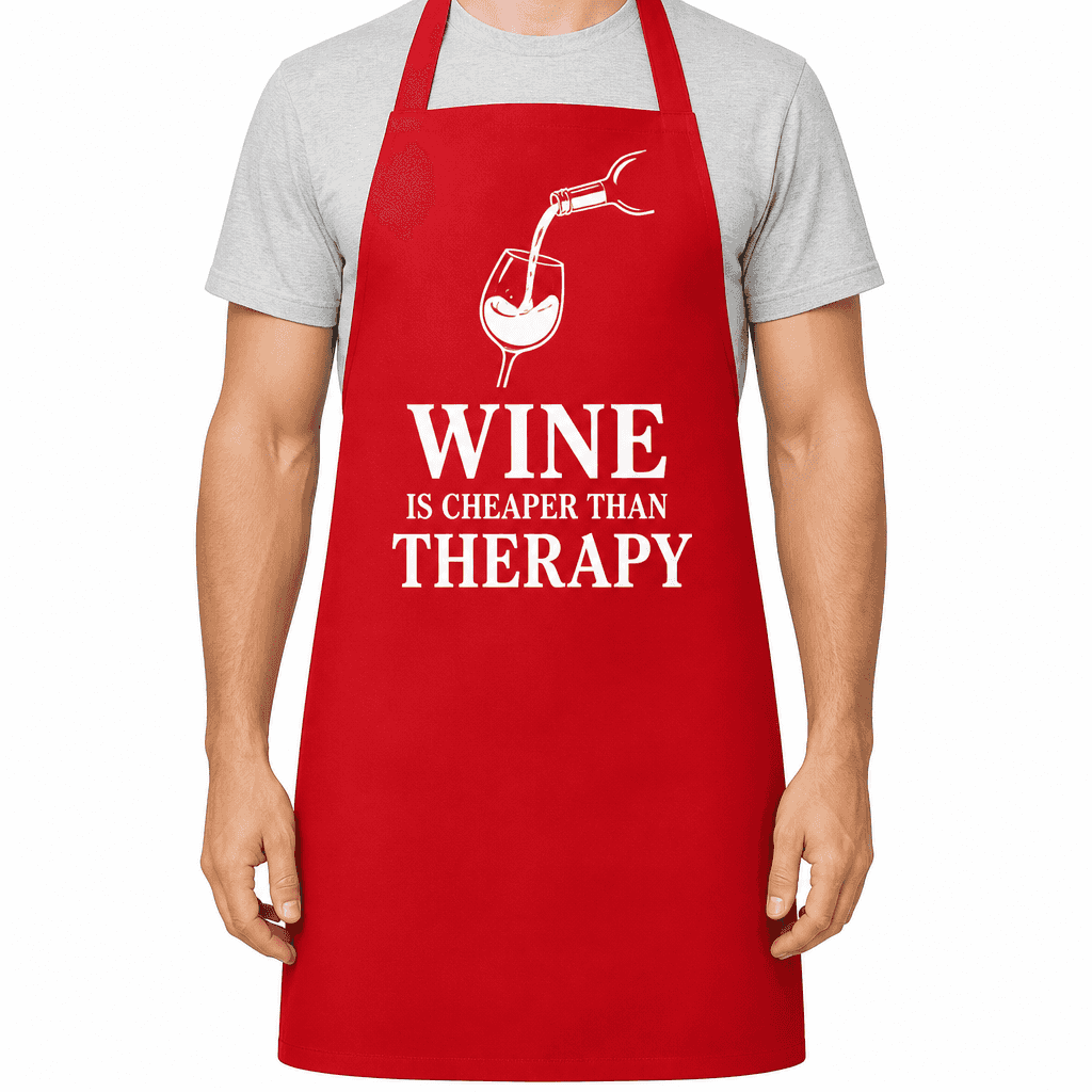 WINE IS CHEAPER THAN THERAPY - Apron