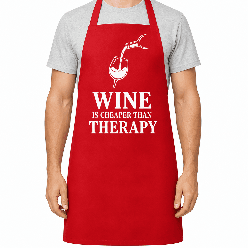 WINE IS CHEAPER THAN THERAPY - Apron