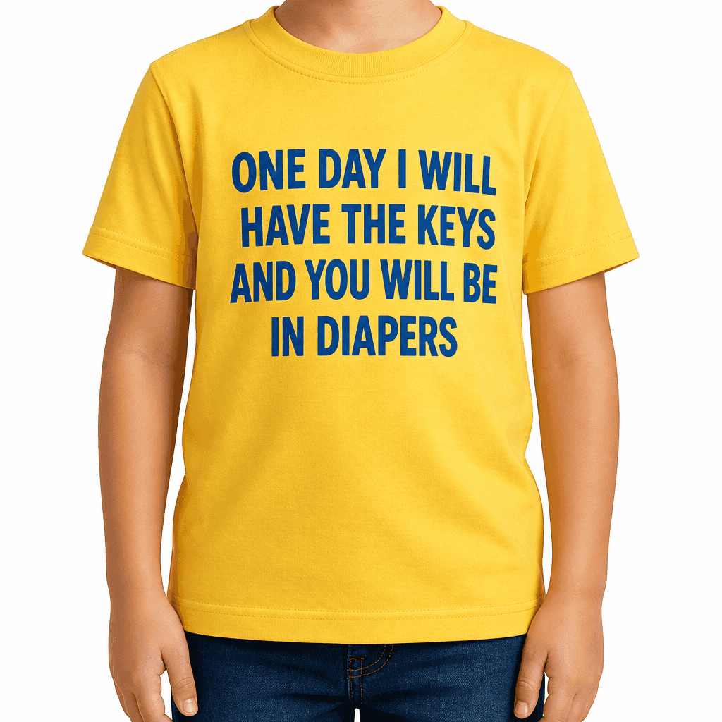 ONE DAY I WILL HAVE THE KEYS AND YOU WILL BE IN DIAPERS - Kids T-Shirt