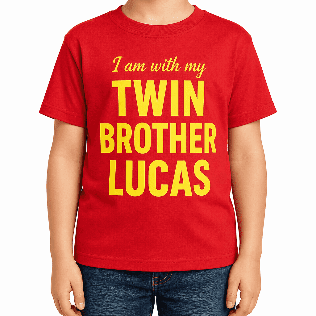 I am with my TWIN BROTHER LUCAS (Custom Name Available) - T-Shirt