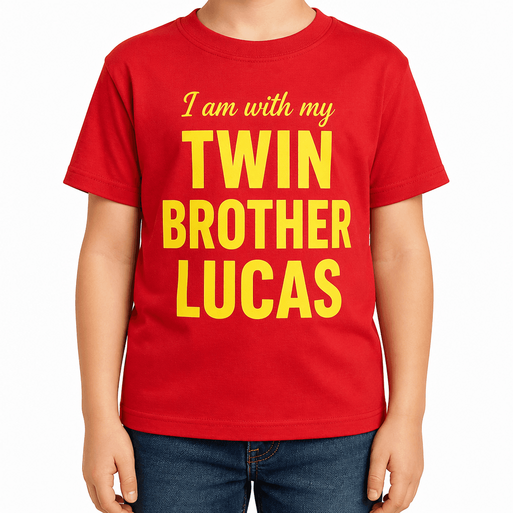 I am with my TWIN BROTHER LUCAS (Custom Name Available) - T-Shirt