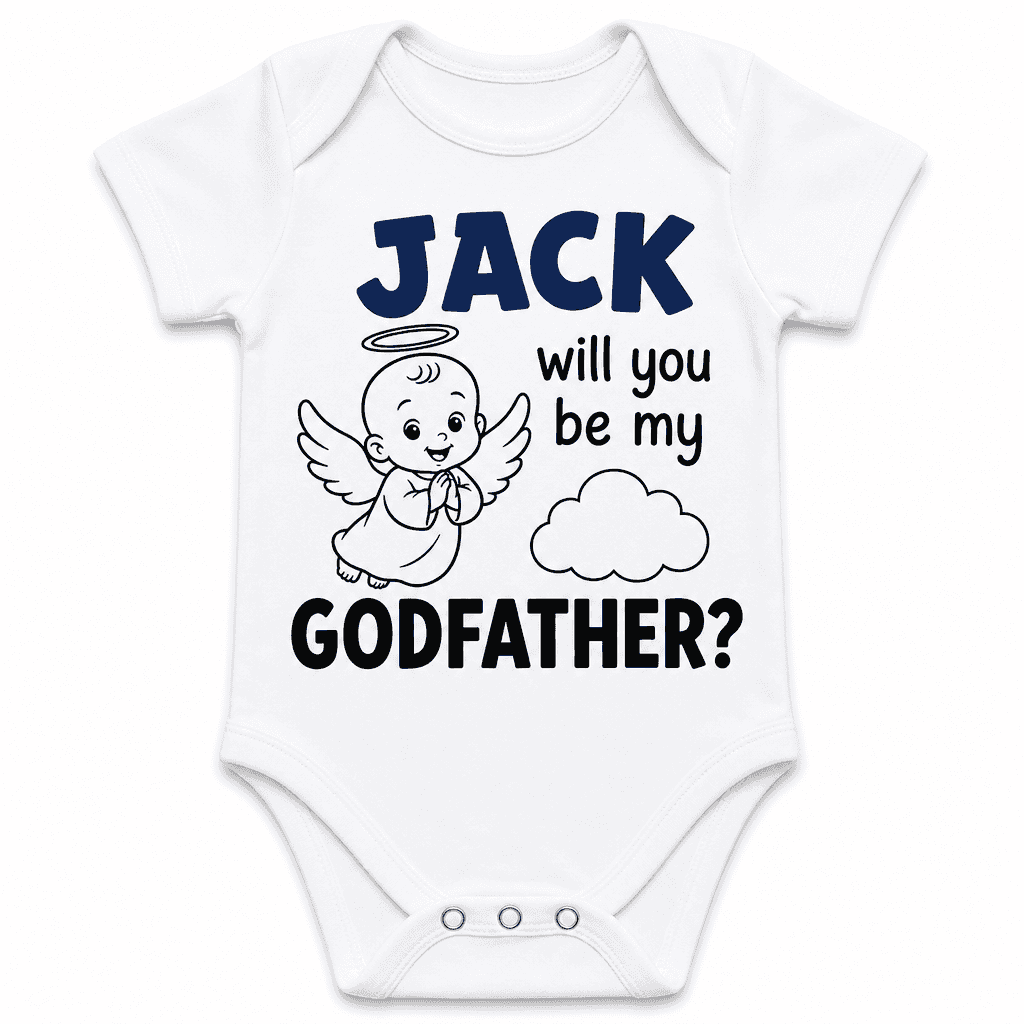 Will You Be My Godfather with your text - Baby Bodysuit