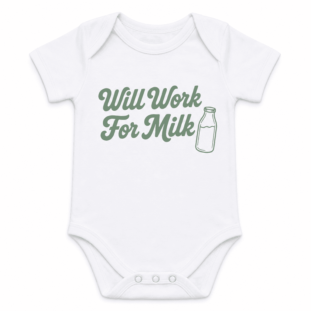Funny Baby Bodysuit – Will Work For Milk