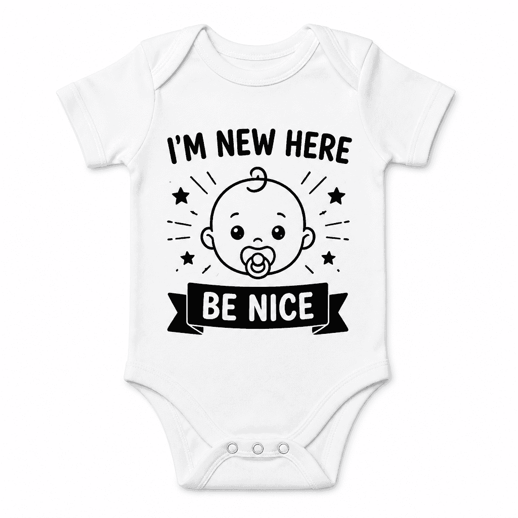 I'm New Here Be Nice Baby Bodysuit
