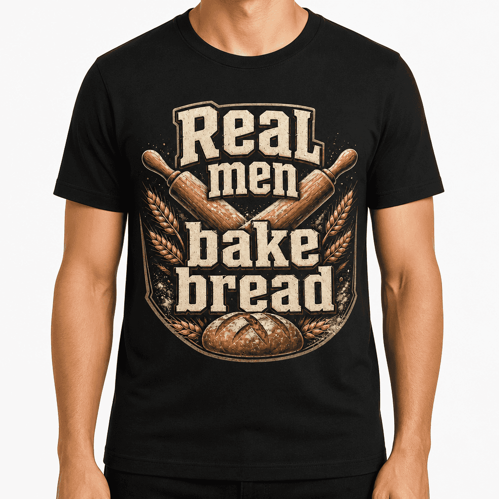 Funny Baker T-Shirt - Real men bake bread