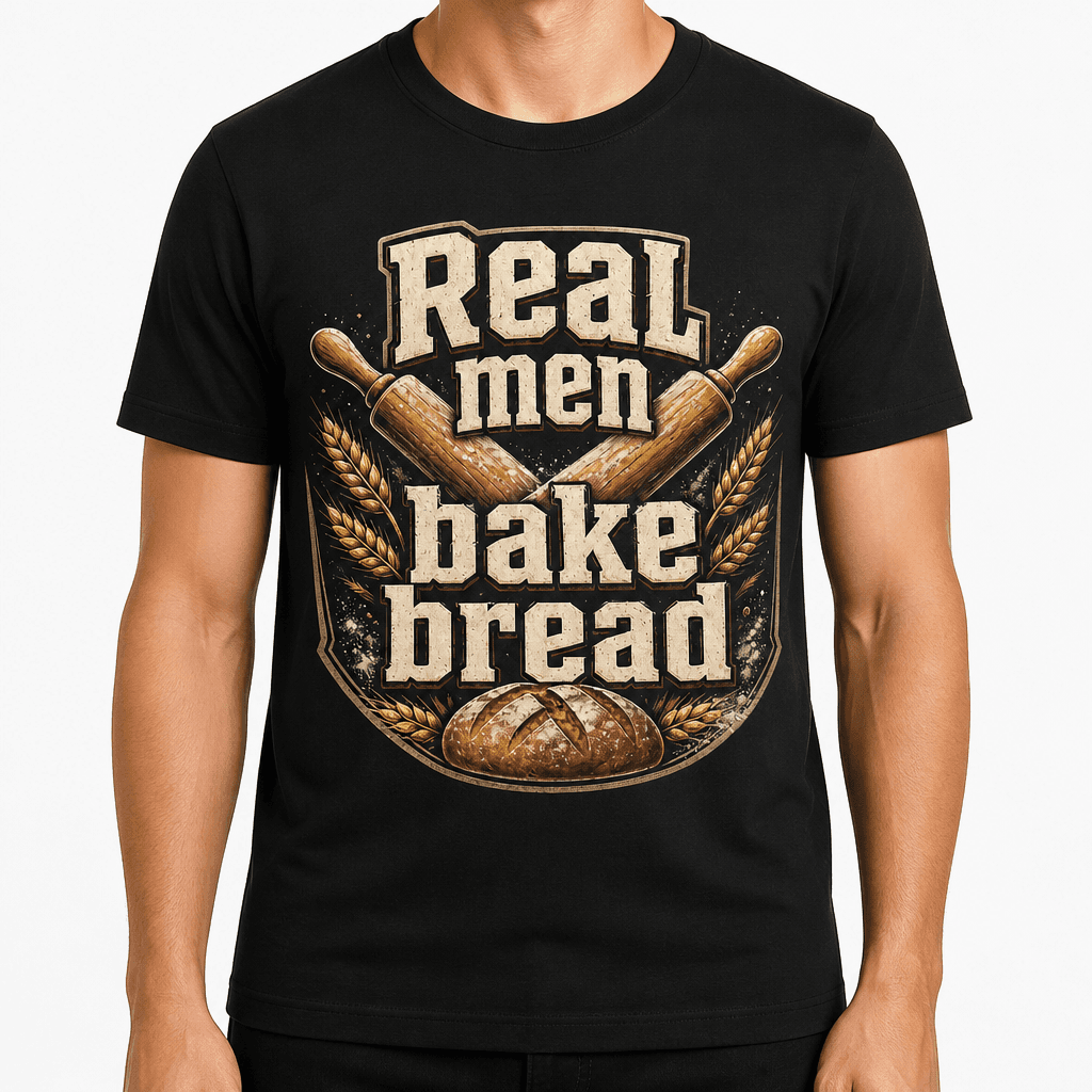 Funny Baker T-Shirt - Real men bake bread
