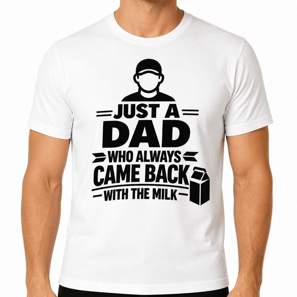 Funny T-Shirt for Dads – Just A Dad Who Always Came Back With The Milk
