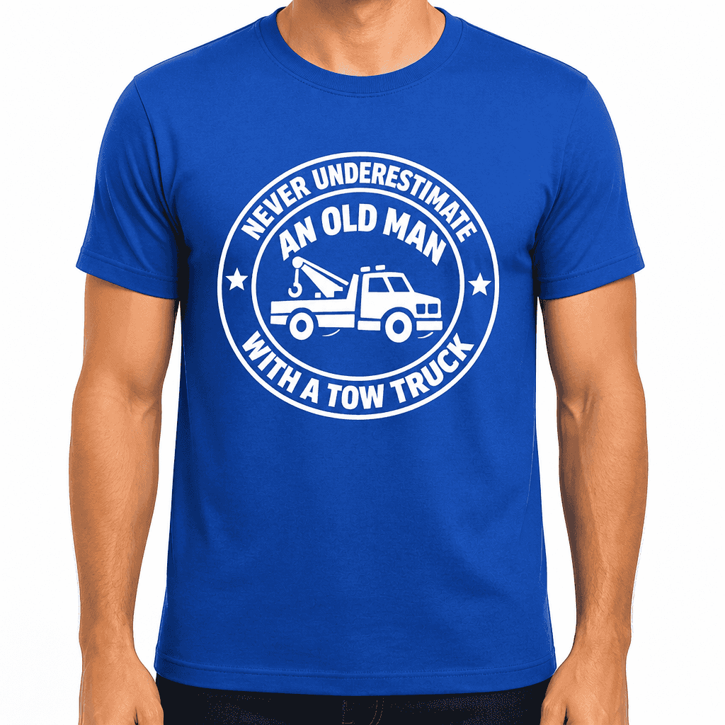 Funny T-Shirt for Truckers β Never Underestimate An Old Man With A Tow Truck