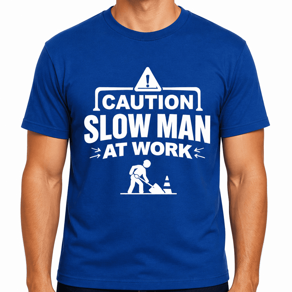 Funny T-Shirt for Construction Workers – Caution Slow Man At Work