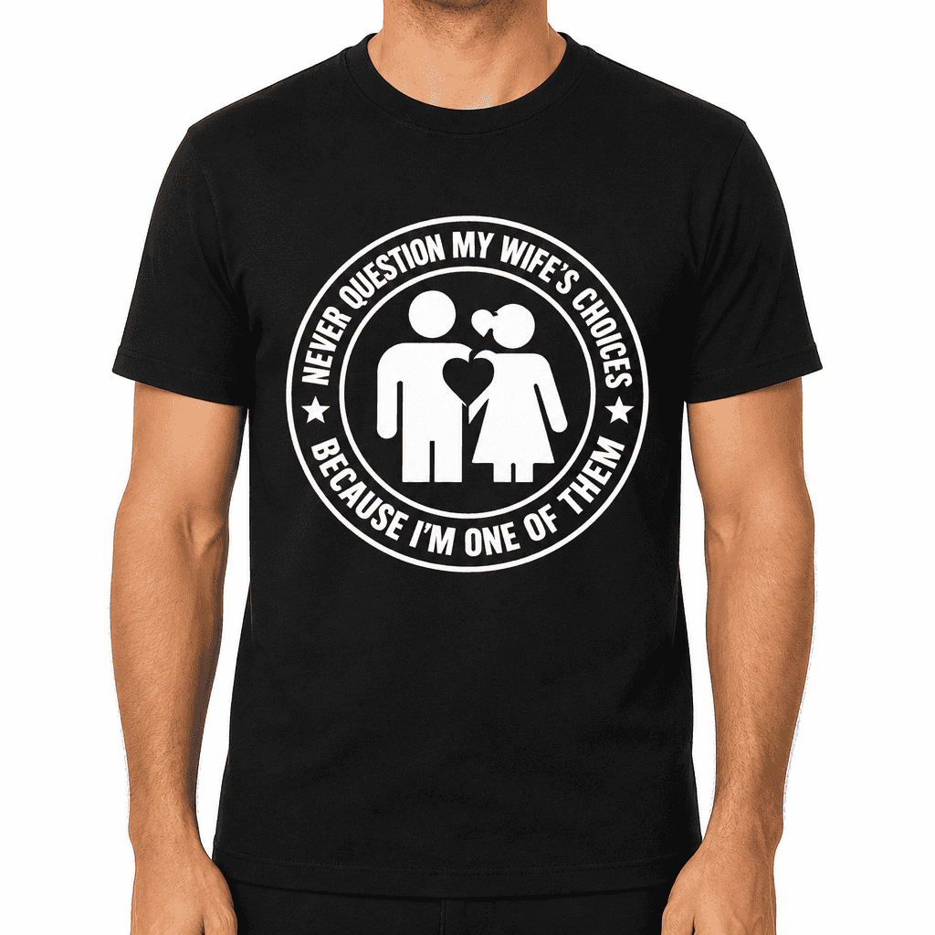 Funny T-Shirt for Couples β I Never Question My Wife's Choices Because I'm One Of Them