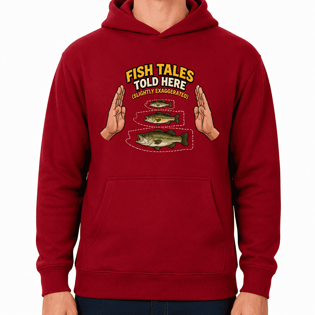 Funny Fishing Hoodie - Fish tales told here (slightly exaggerated).