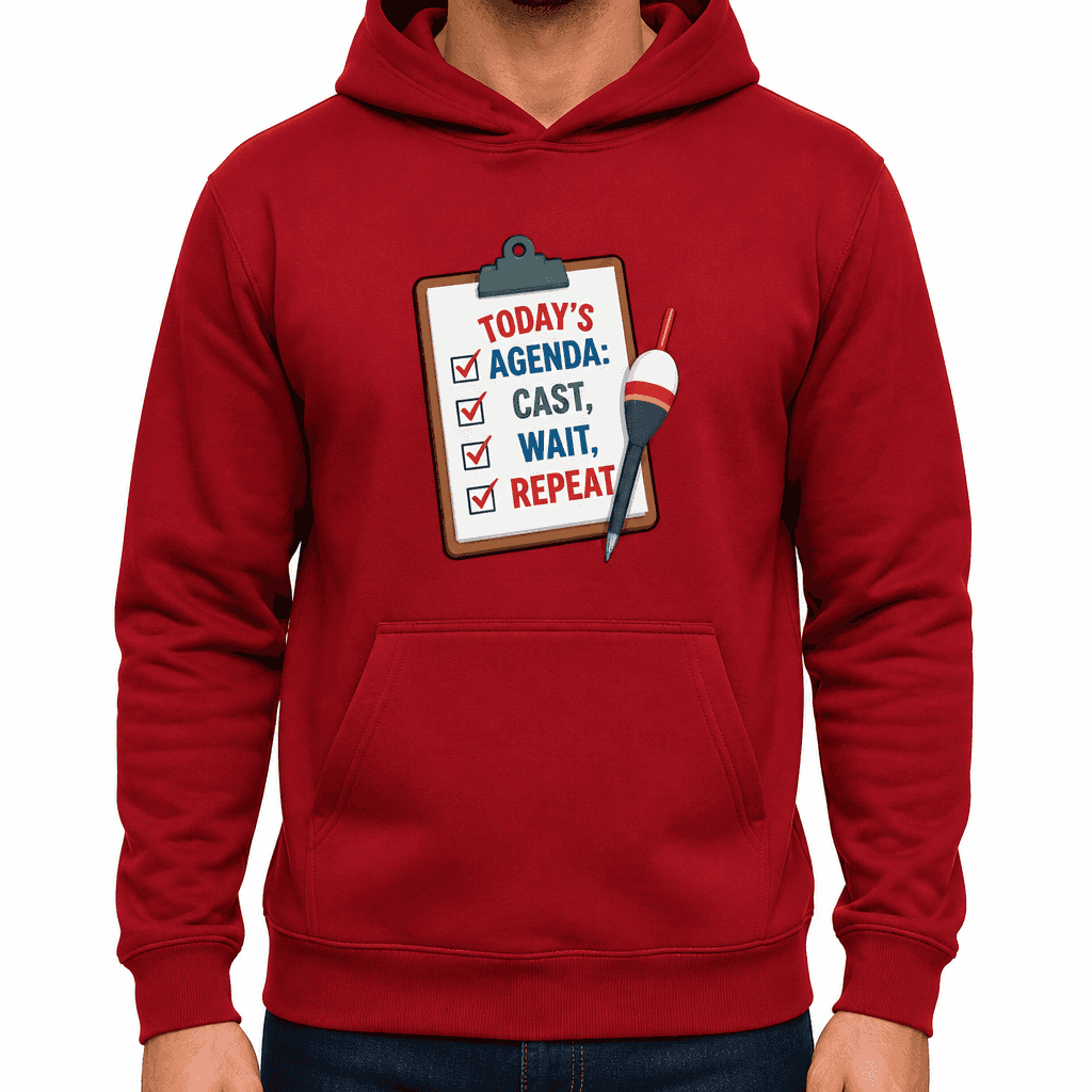 Funny Fishing Hoodie - Today's agenda: cast, wait, repeat.