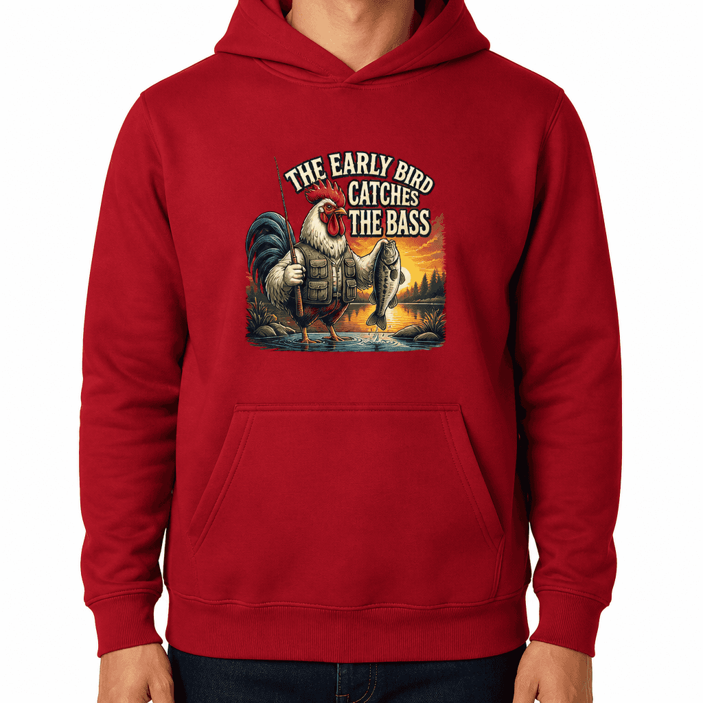 Funny Fishing Hoodie - The early bird catches the bass.