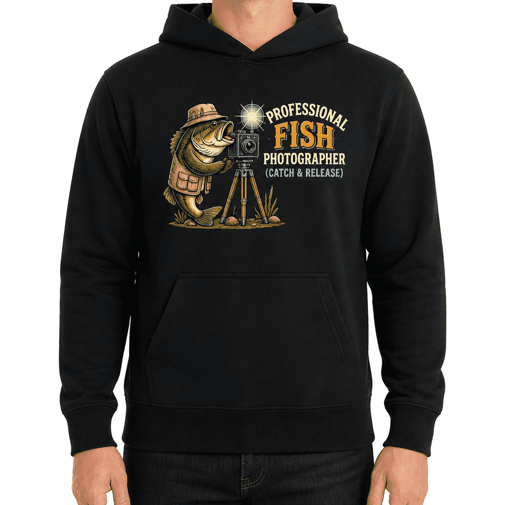 Funny Fishing Hoodie - Professional fish photographer (catch & release)