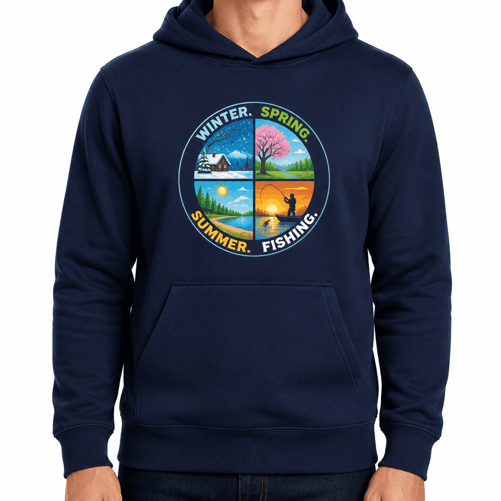 Funny Fishing Hoodie - Winter. Spring. Summer. Fishing.